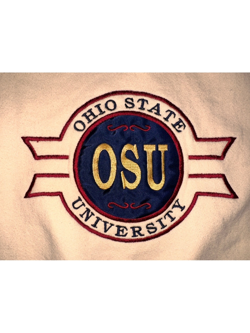 Vintage 90s Large OSU Ohio State University Football Cream Crewneck Sweatshirt